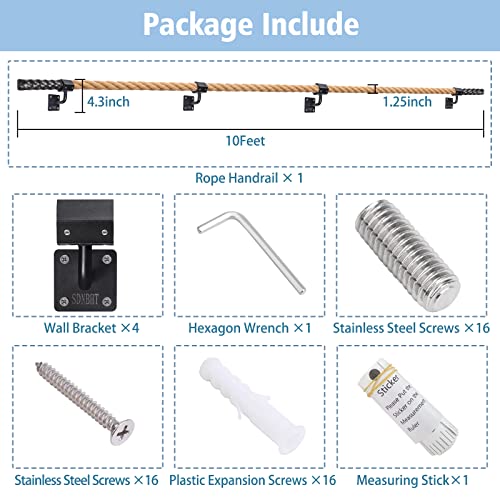 6ft Industrial Wall Handrail with Wall Mount Support N98170