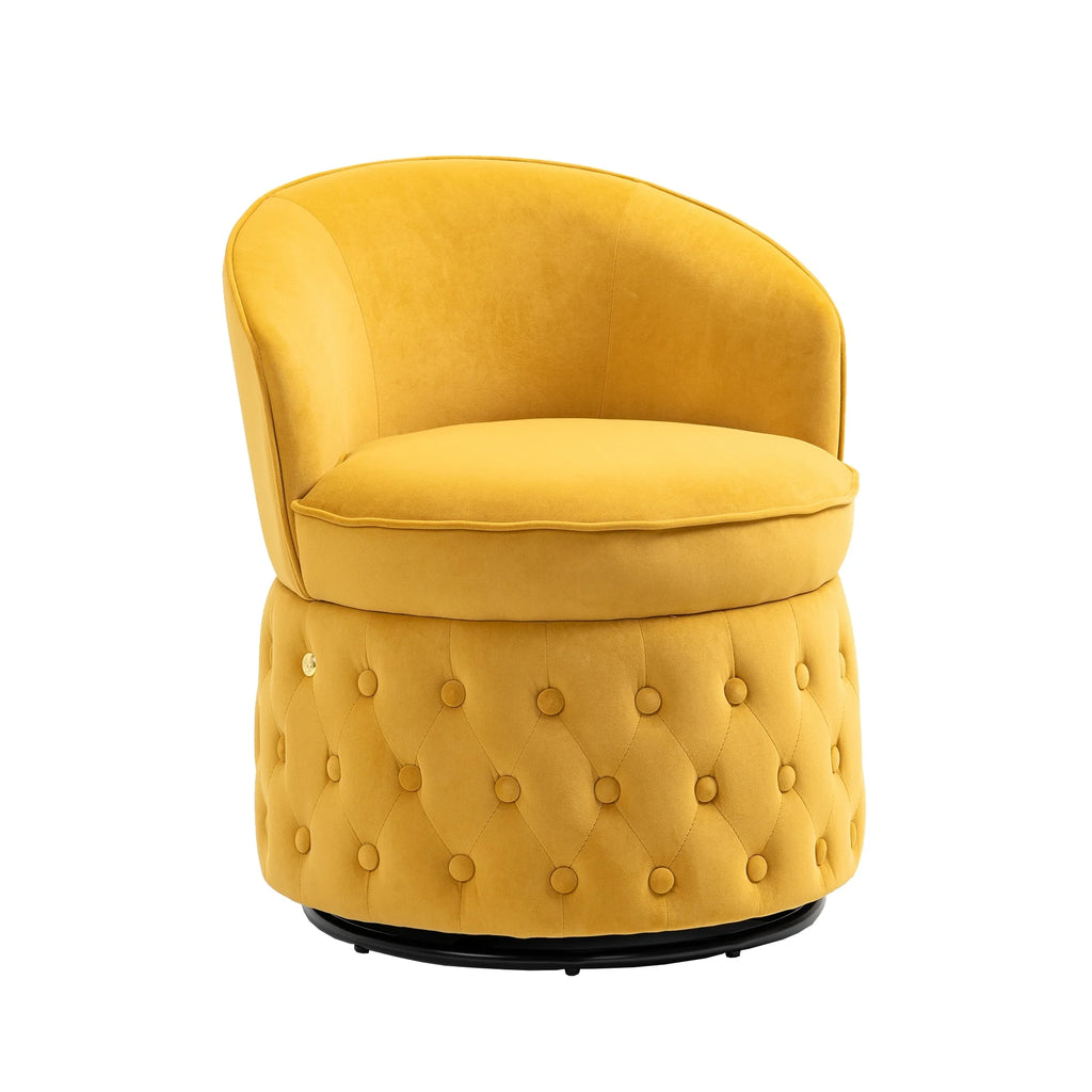 Yellow Velvet Swivel Barrel Chair B39991