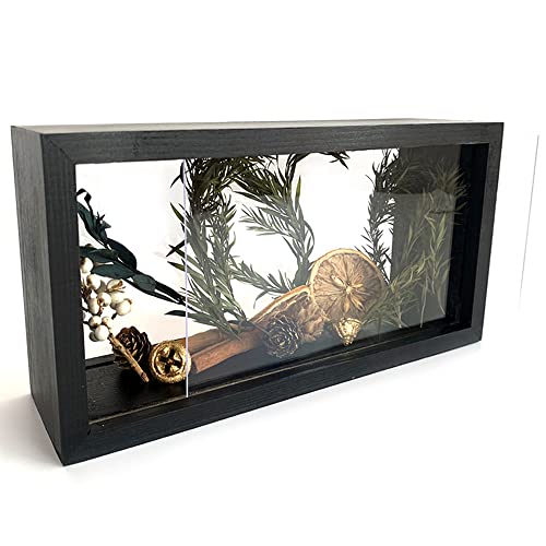 Walnut Brown Wooden Double-Sided Photo Frame Display Box D7501