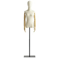 Beige Display Mannequin with Detachable Head, Wooden Hands, Adjustable Height Stand K4661