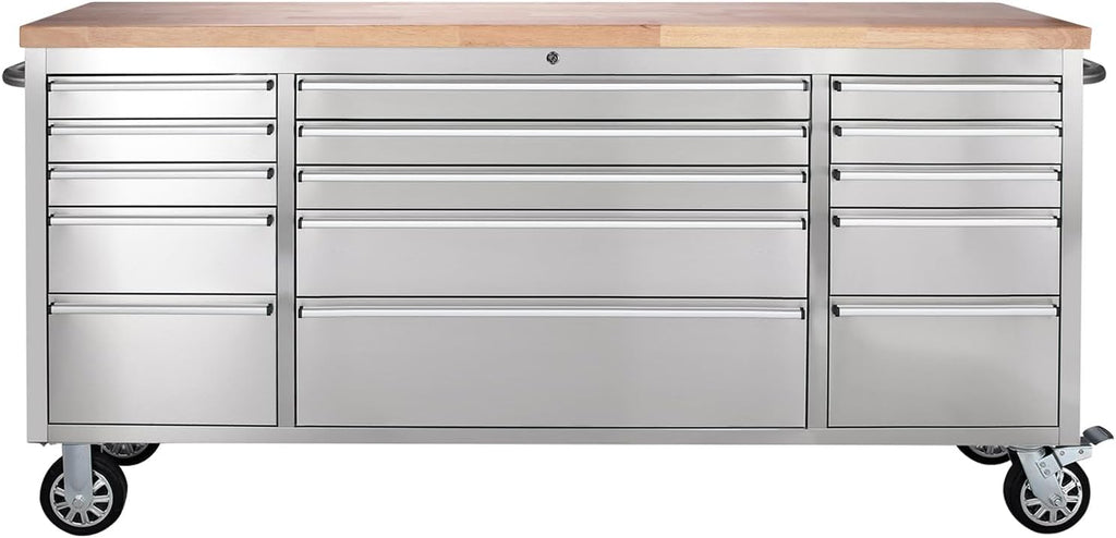 72-inch Stainless Steel Rolling Tool Chest with 15 Drawers S10647