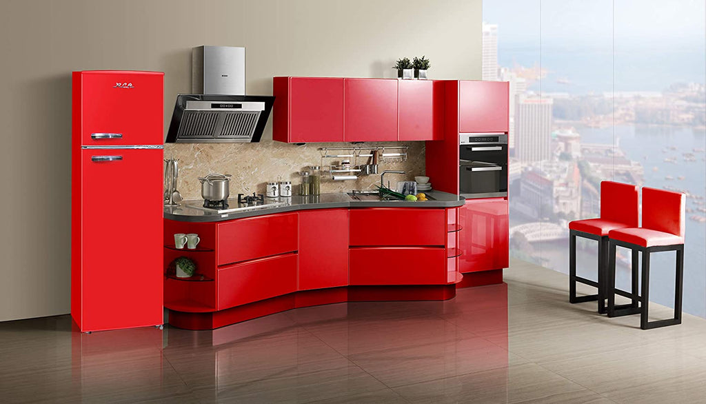 Retro 2 Door Refrigerator with Freezer, 10 cu ft, red O823314