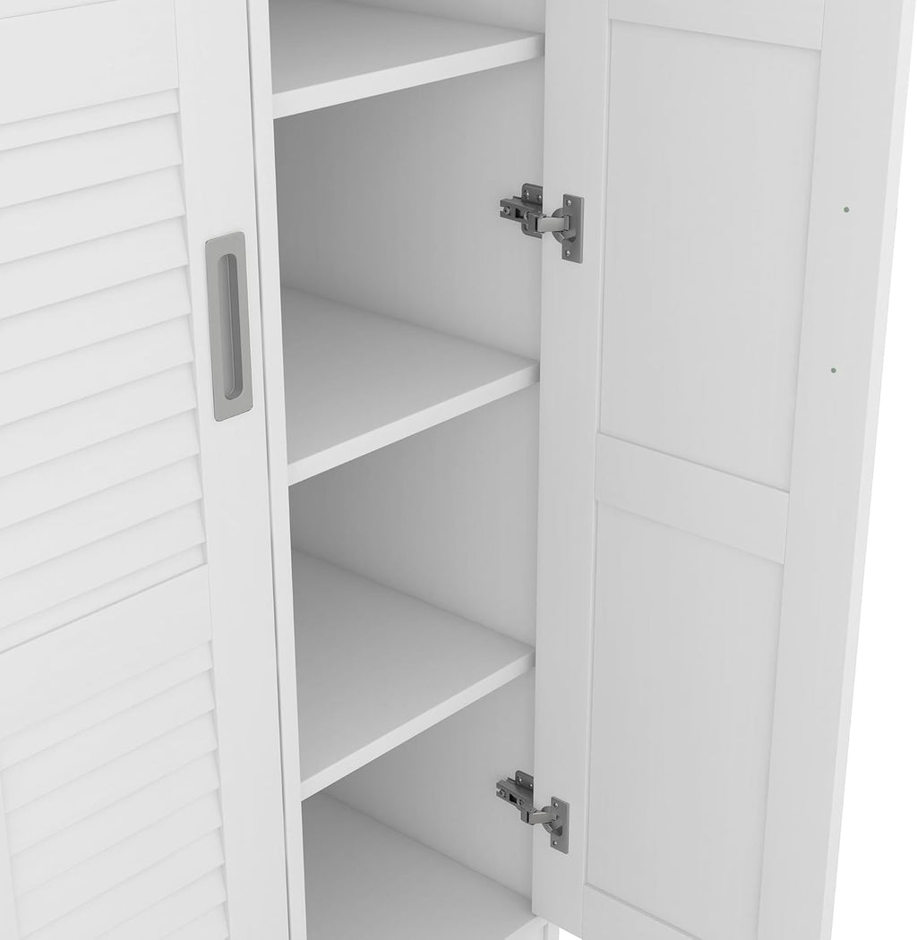 White 3 Doors Wood Wardrobe with Storage Shelves and Hanging Rail Z60478