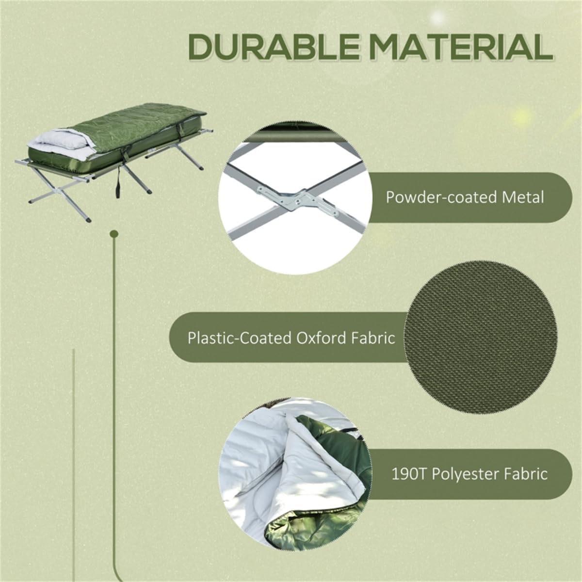 Elevated Folding Camping Cot with Sleeping Bag O2793