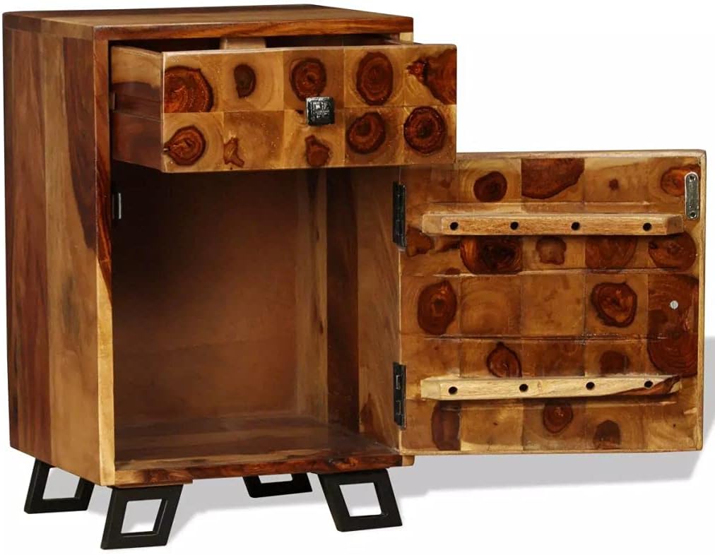 Wooden Nightstand with Storage Drawer and Cabinet E91611