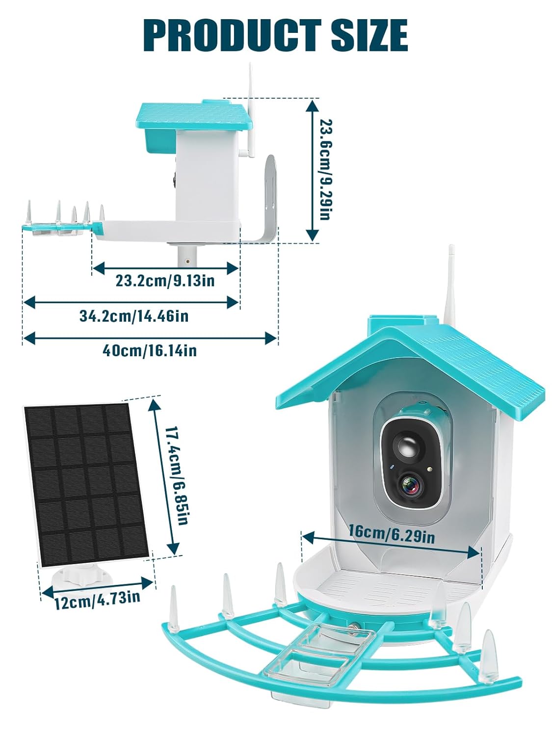 Smart Bird Feeder with Camera, Solar Powered Dual Charge 1080P HD Video AI Identify Bird Feeders L260428