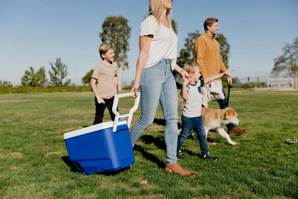 Blue 38 QT Hard-Sided Ice Chest Cooler with Wheels Z1489