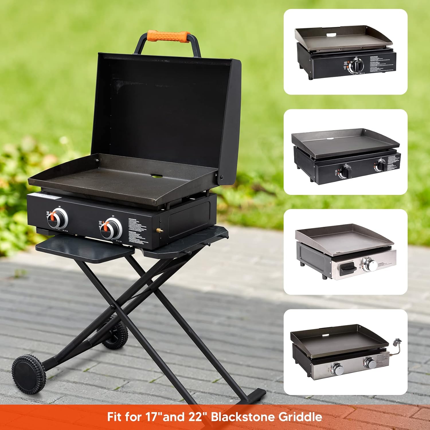 Portable Griddle Stand with Wheel and Shelf G85859
