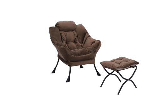 Blue Upholstered Lounge Chair with Ottoman G2405