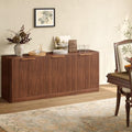67" Fluted Oak Buffet Cabinet Sideboard with Storage, Large Credenza with 6 Doors E41086