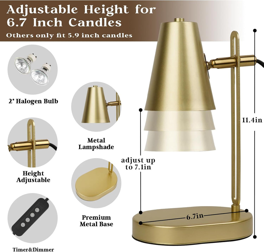 Candle Warmer Lamp with Timer, Adjustable Dimmable, 2 Bulbs N747