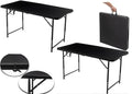 Black Half Folding Utility Table 6 Feet 72" x 29.5" Lightweight Portable A6402