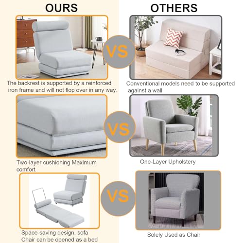 Light Grey-Blue Memory Foam Folding Sofa Bed Z854703