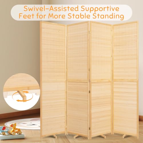 5.6FT Brown Bamboo 4 Panel Room Divider D92290