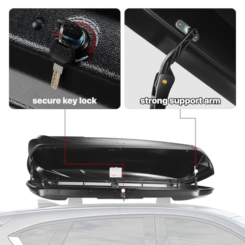 Rooftop Cargo Box Carrier Car Top Storage Case, 110 Lbs, 53" L x 34" W x 15" H, 11 17 Cubic Ft., Textured Black G694
