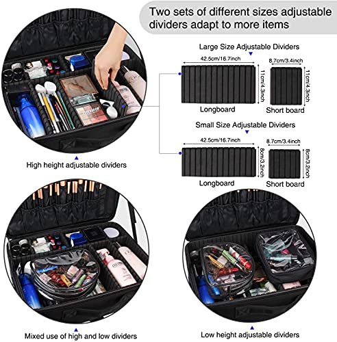 Large Capacity 3 Layers Makeup Case Cosmetic Organizer Brush Bag Barber Train Case M433