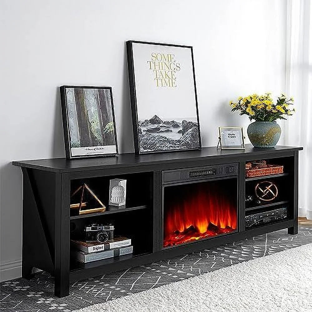 Wood Texture Electric Fireplace TV Stand Y2804