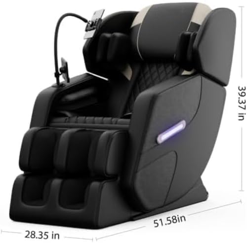 Gold PU Leather Zero Gravity Massage Chair with Airbags and Foot Roller S312787