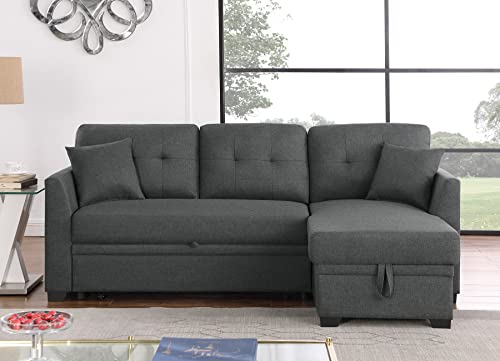 81" Grey L Shaped Sleeper Sofa with Storage Y776932