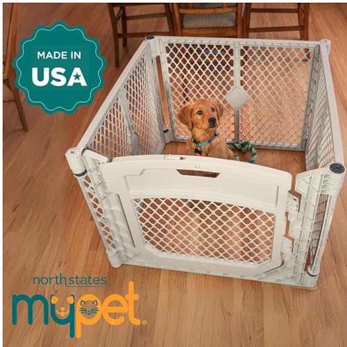 4-Panel Folding Dog Playpen, 26" Tall, Brown N5636