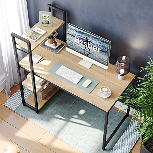 47 Inch Grained Black Computer Desk with Shelves U560252