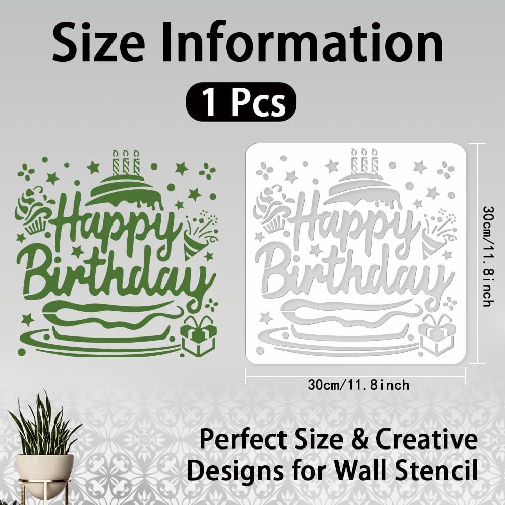 Reusable Birthday Cake Art Stencil for Painting W468