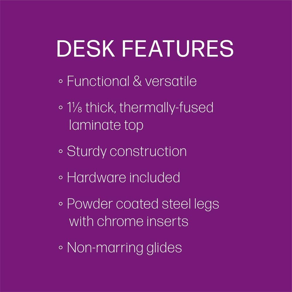 Jewel Shaped Classroom Student Desk, Fusion Maple Laminate Top, Adjustable Height, Black Edge and Silver Legs C946415