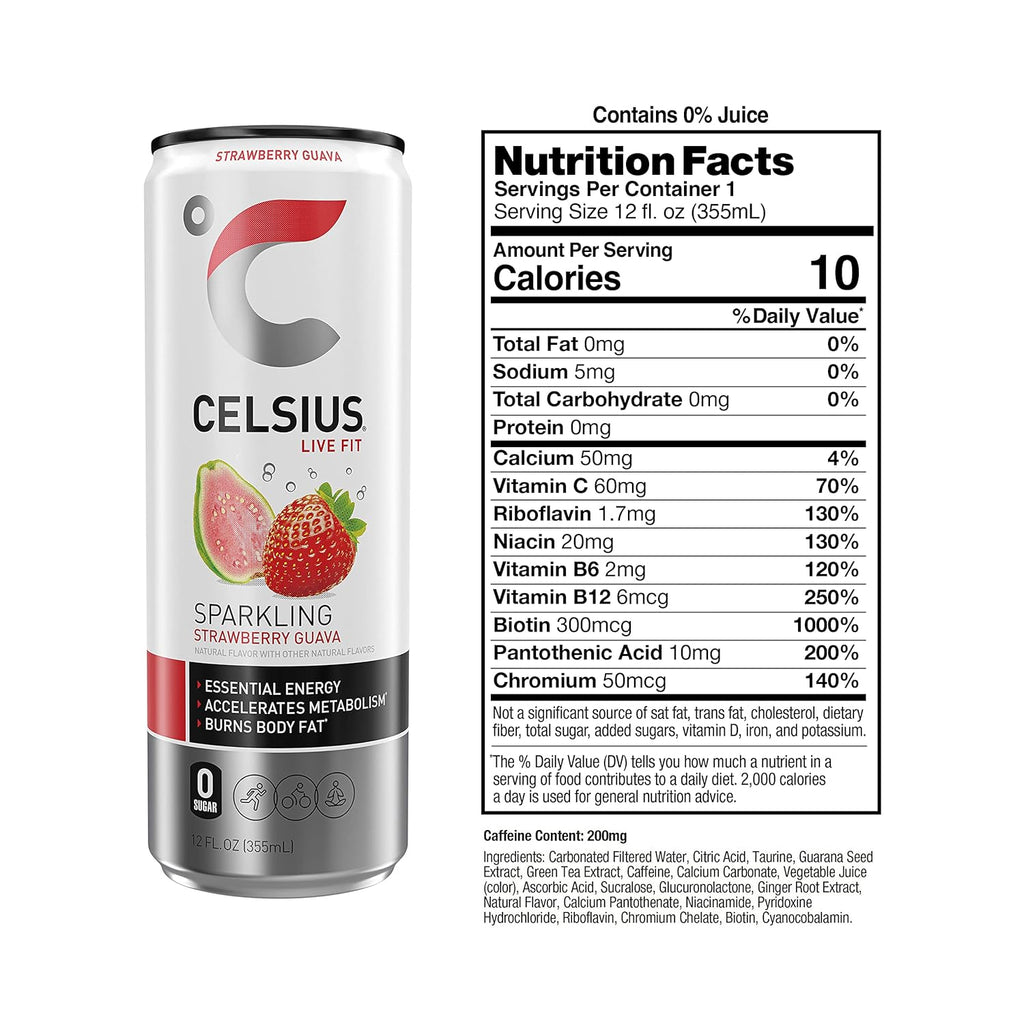 Strawberry Guava Energy Drink, 12 Fl Oz (Pack of 24) A551
