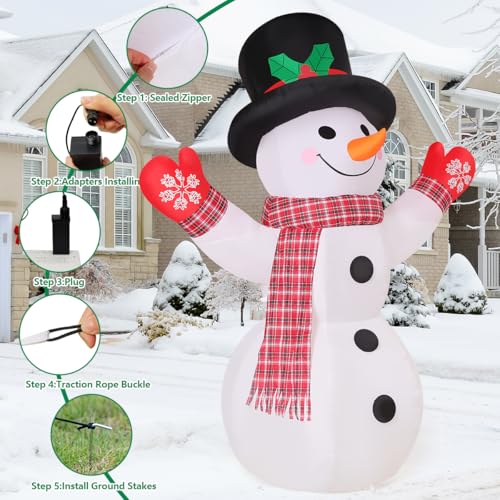 8 FT Inflatable Snowman with Built-in LEDs J509051