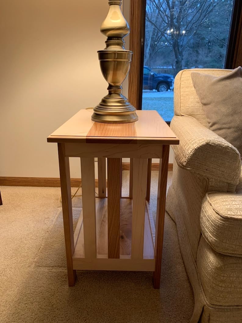 Handcrafted Wood Maple Side Table 21.5 Inches Tall T5712