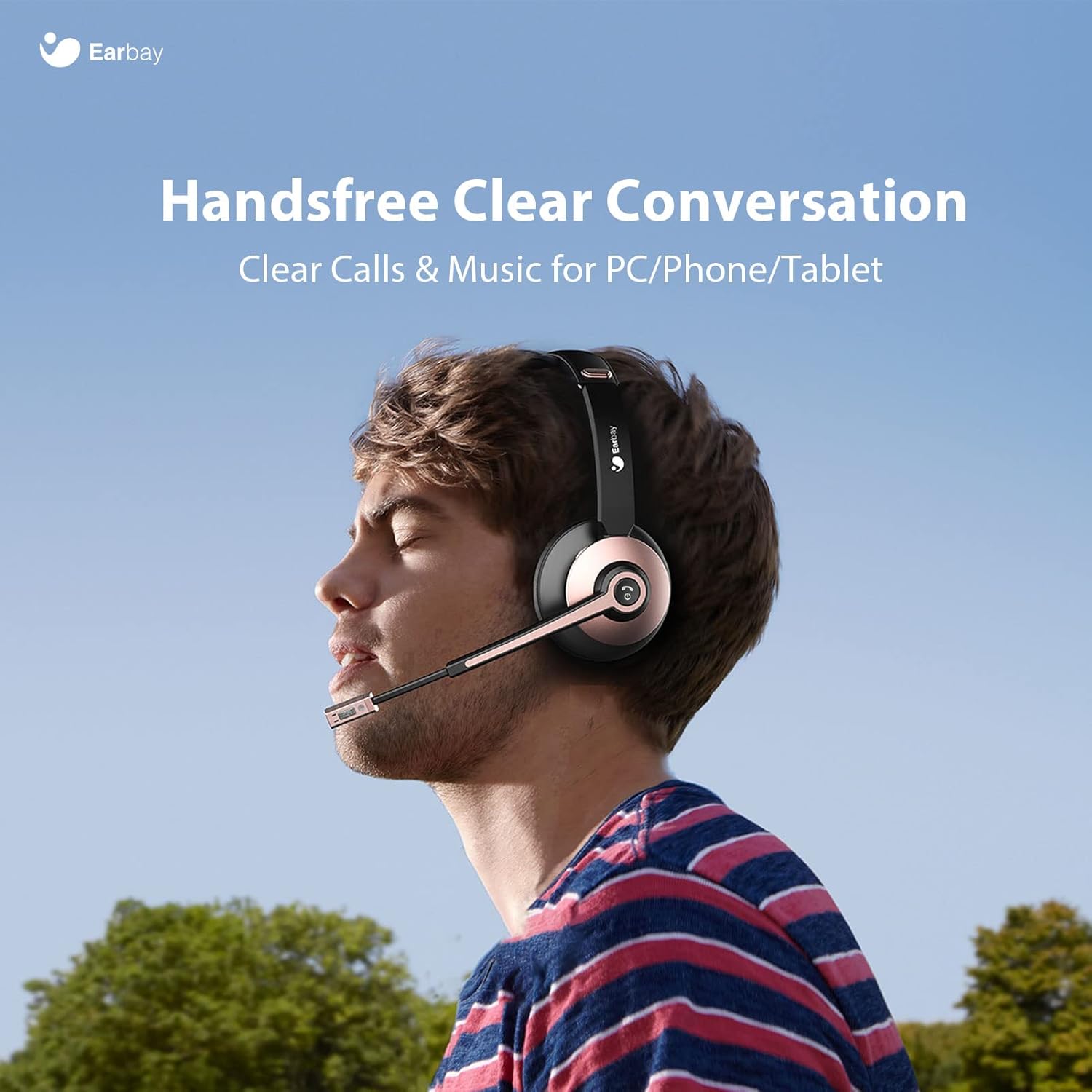Wireless Bluetooth 5.0 On-Ear Headset with Microphone and USB Dongle, Pack of 2 J7408