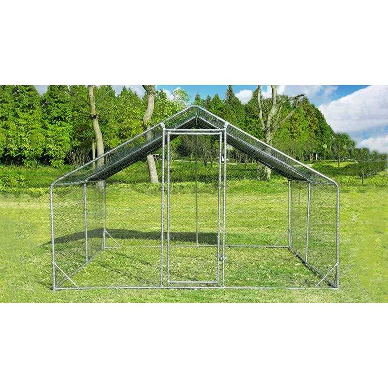 Large Metal Chicken Coop with Wire Mesh Chicken Run O30948