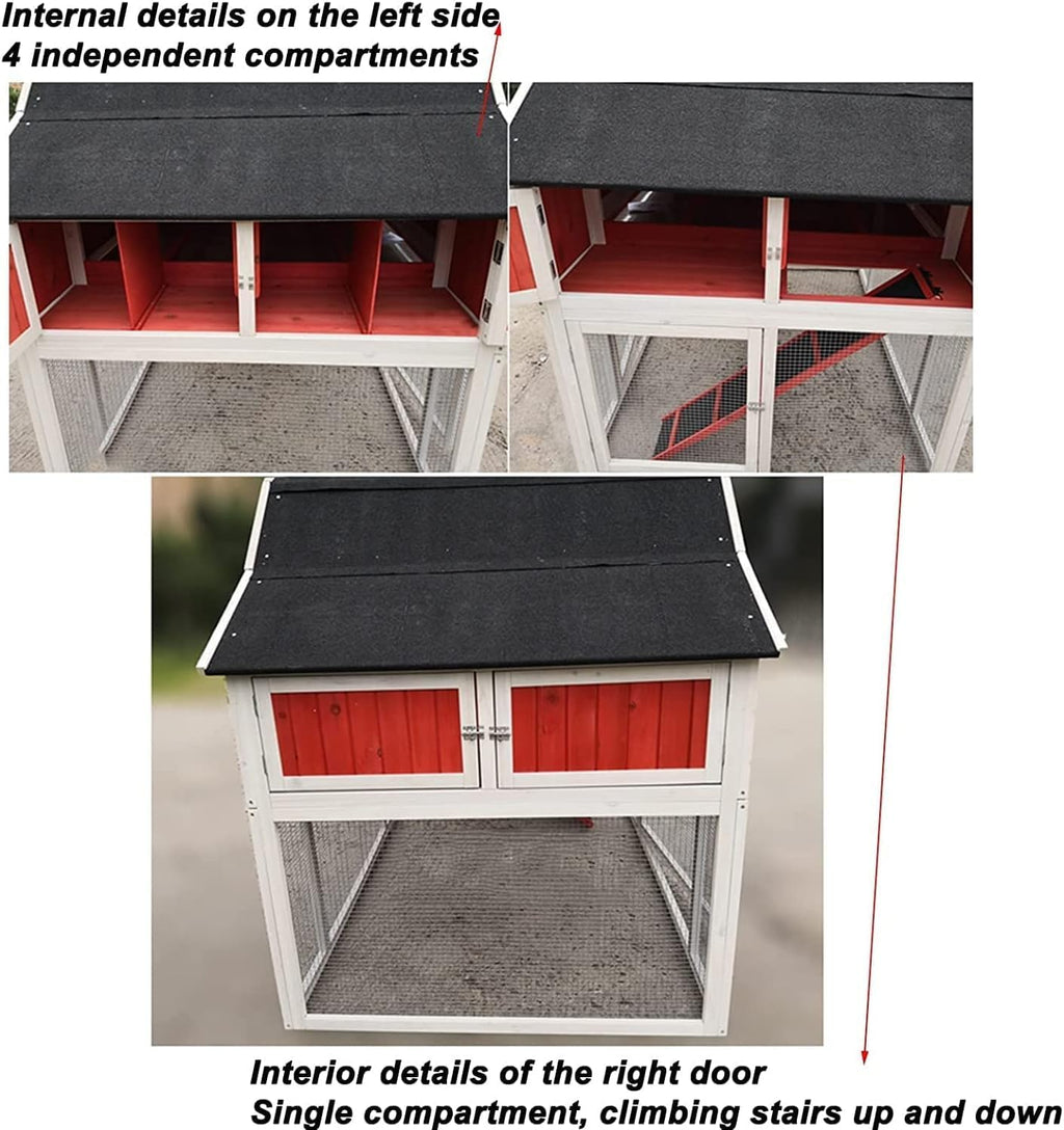 Large Wooden 65 inch Rabbit Hutch with Door and Removable Bottom Wire Mesh I885059