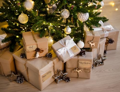Natural Kraft Christmas Gift Tag Stickers 2 x 3 Inch 100 Labels O4589