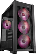 Black ATX Mid-Tower PC Case with Four 140 x 28 mm ARGB Fans and Interchangeable Tempered Glass or Mesh Side Panels K961296