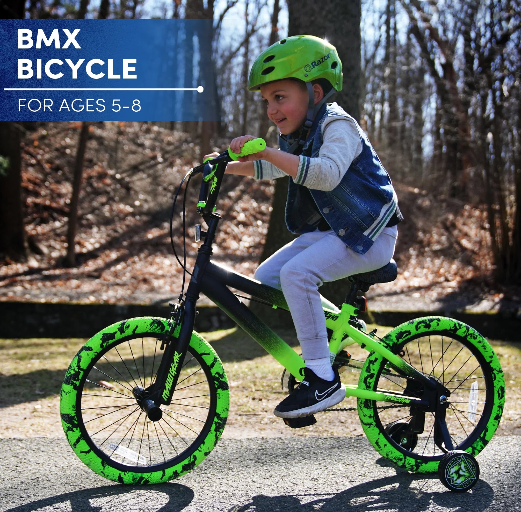 18" Black and Green BMX Bike X639