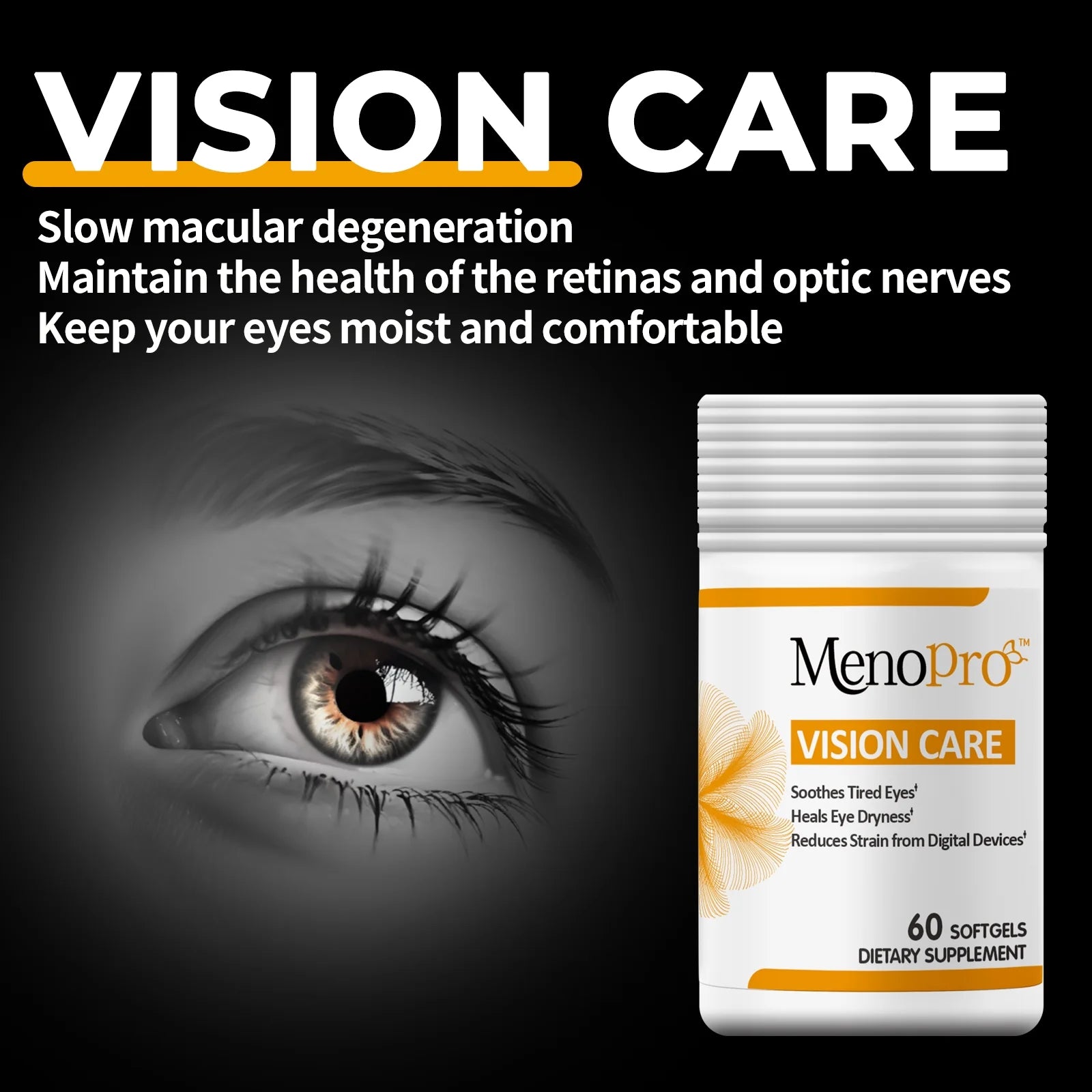 Vision Care Softgels, Lutein, Zeaxanthin, Astaxantin, Hyaluronic Acid, Omega 3, Zinc, Copper, Vitamin C, Vitamin E, 60 ct E777