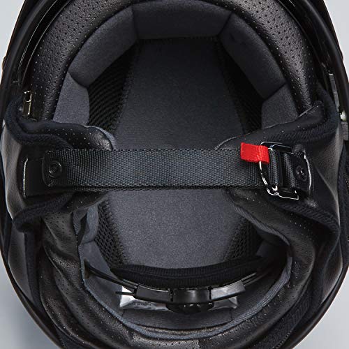 Black Half Helmet with Retro Racing Stripe M707589