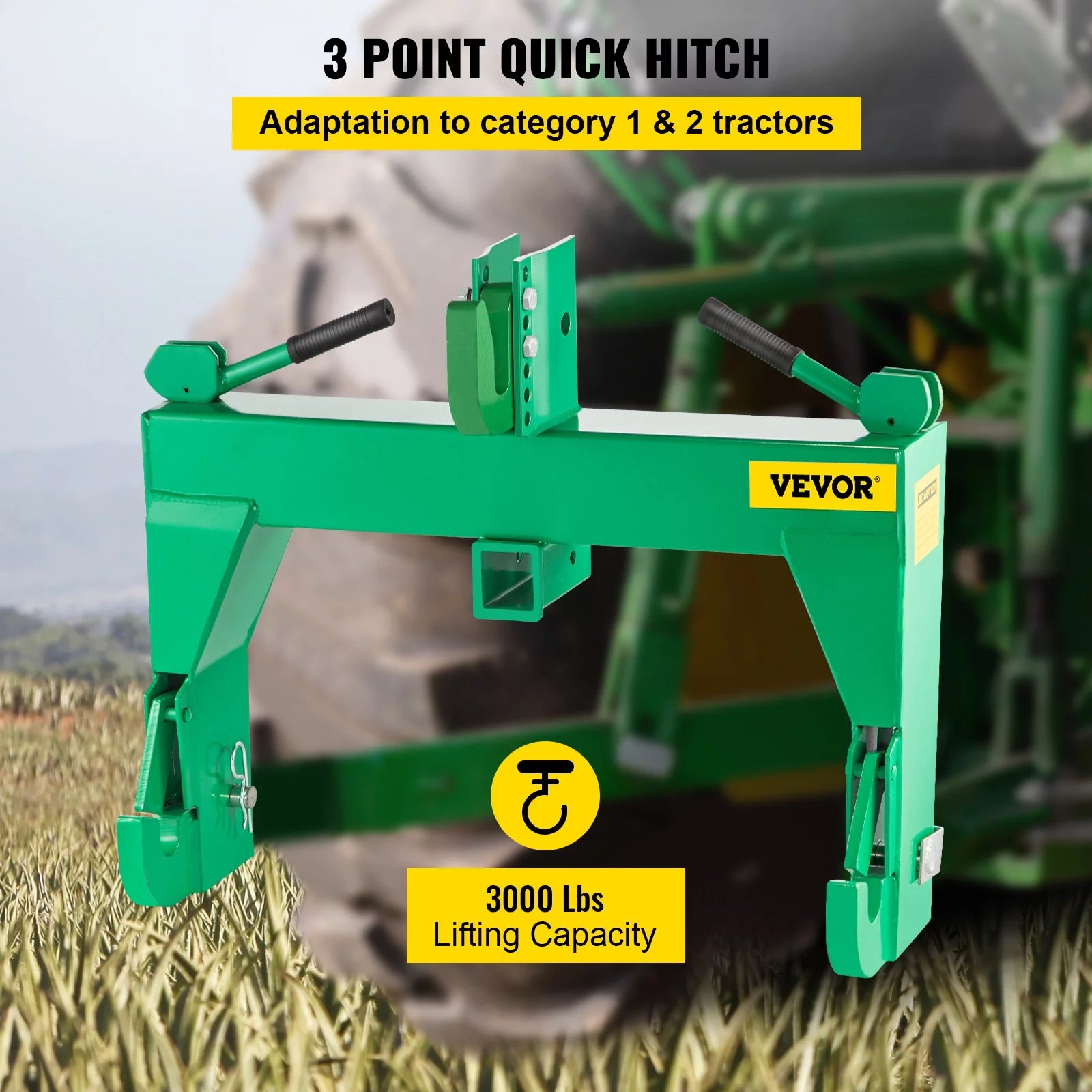 3-Point Quick Hitch, 3000 lbs Lifting Capacity, Category 1 & 2 U5553
