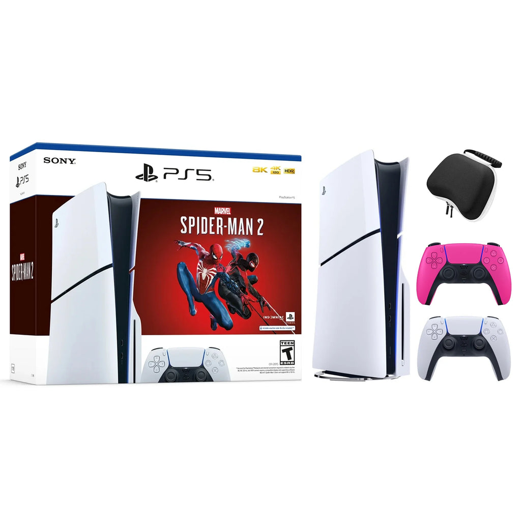 PlayStation 5 Slim Disc Edition with Two Controllers White and Nova Pink Dualsense V91413