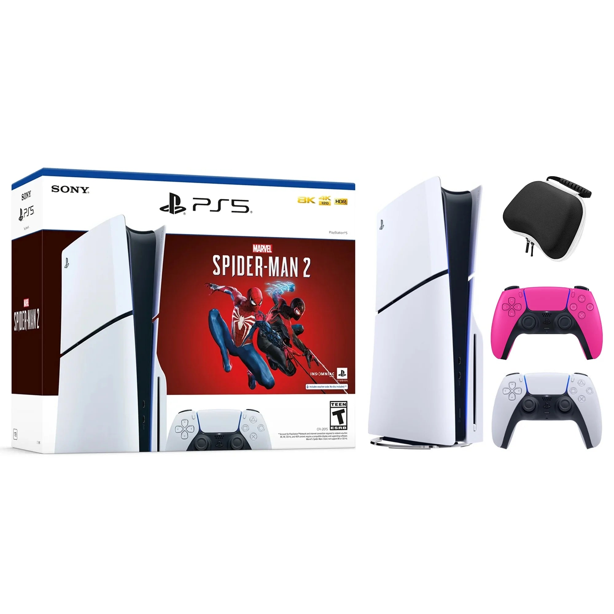 PlayStation 5 Slim Disc Edition with Two Controllers White and Nova Pink Dualsense V91413