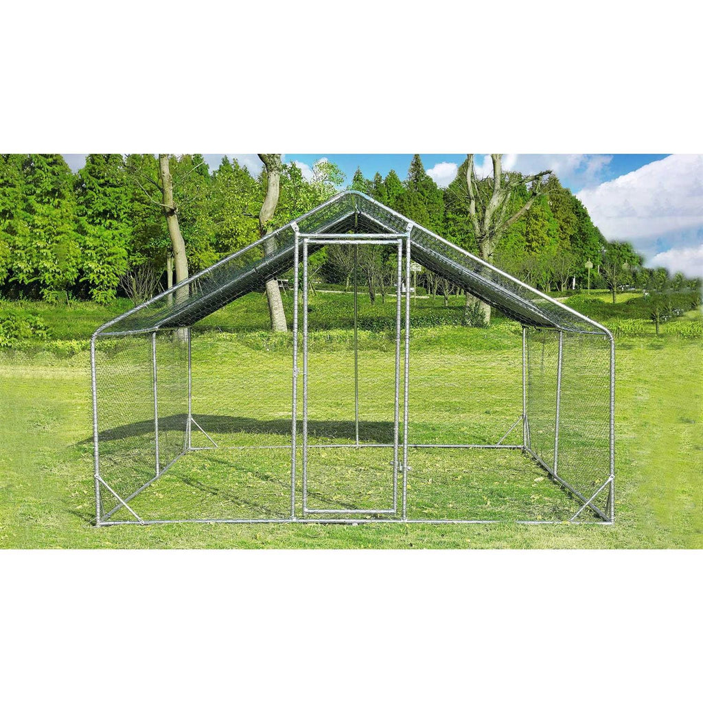 Large Metal Chicken Coop with Wire Mesh Chicken Run O30948