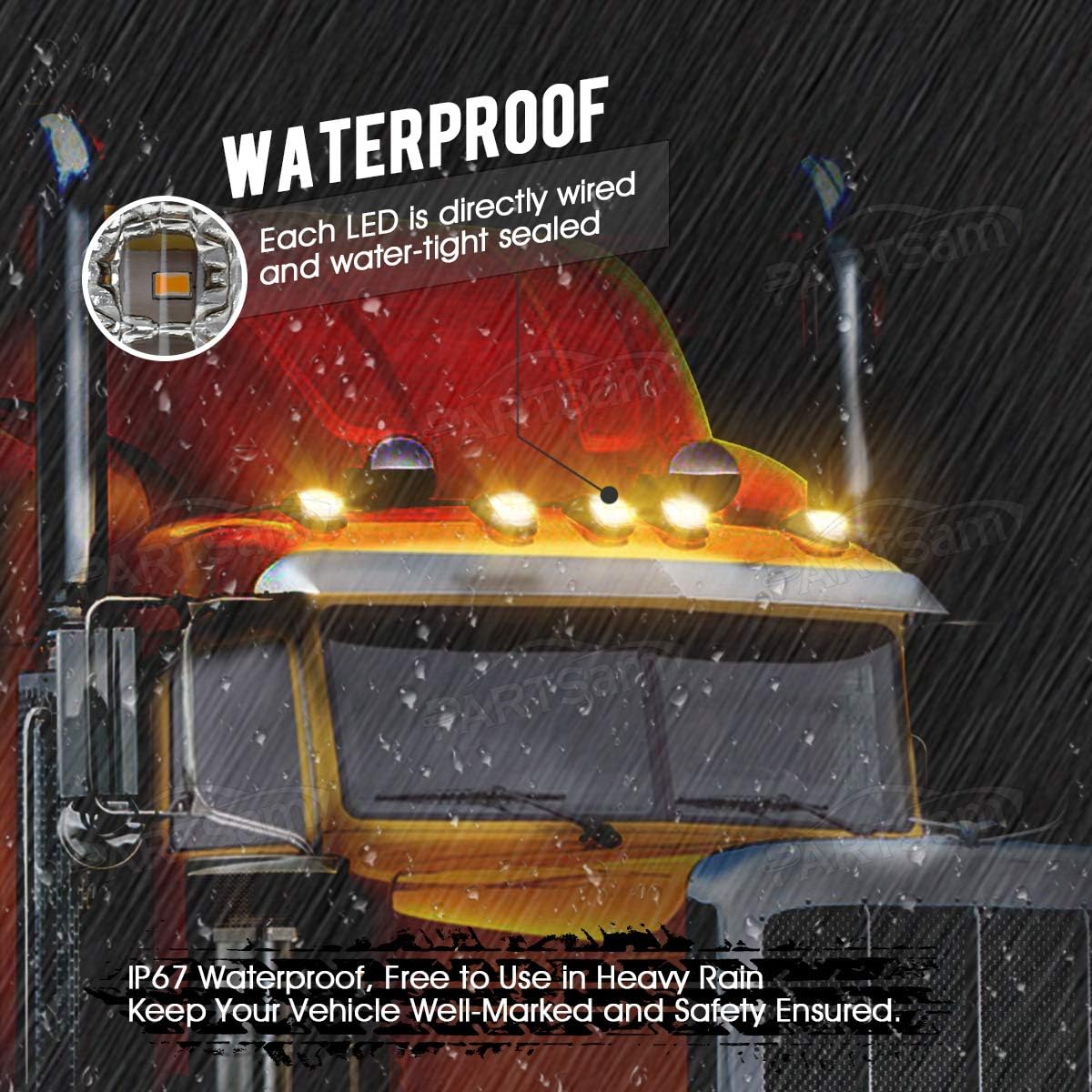 5pcs 17 LED Amber Cab Marker Roof Running Truck Cab Light E335