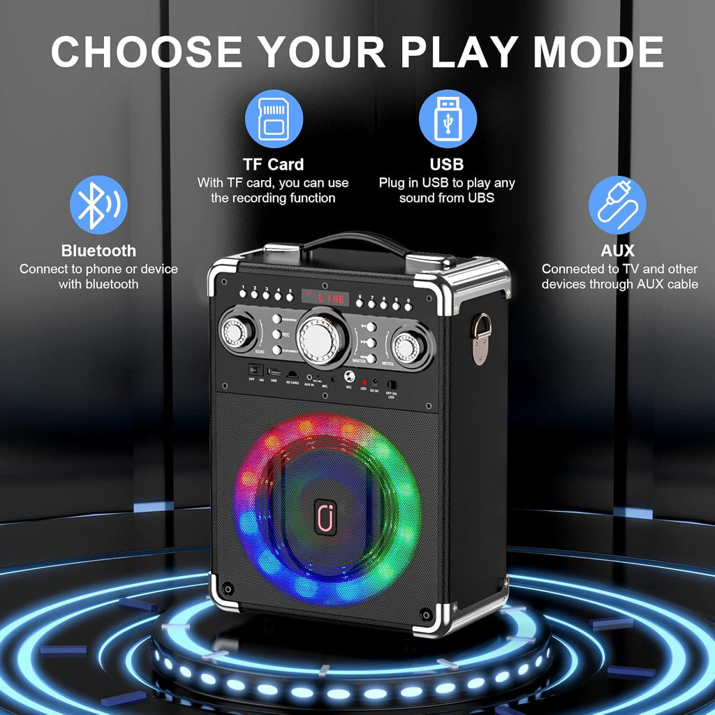 Bluetooth Karaoke Machine with 3 Wireless Microphones and Disco Lights V436