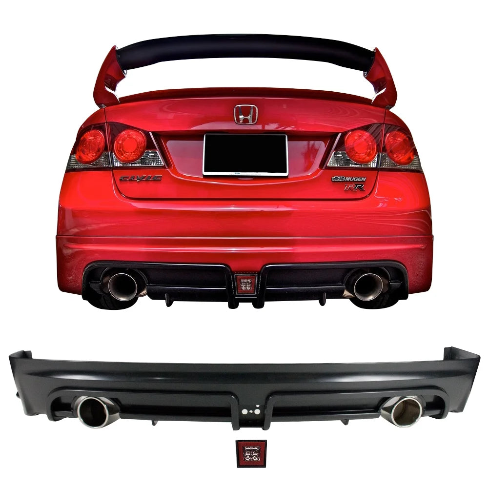 06-11 Civic 4Dr Rear Diffuser Twin Outlet with Red 3rd Brake Light Y72199