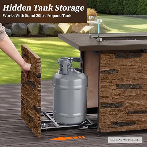 Propane Fire Pit Table with Glass Wind Guard and Lid Z2133