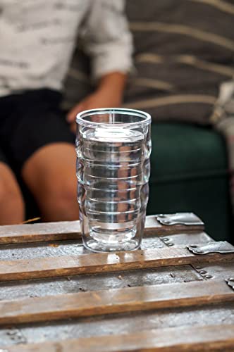 Clear Lidded Double Walled Insulated Tumbler Travel Cup, 24oz 2pk, Blue Lid I9339