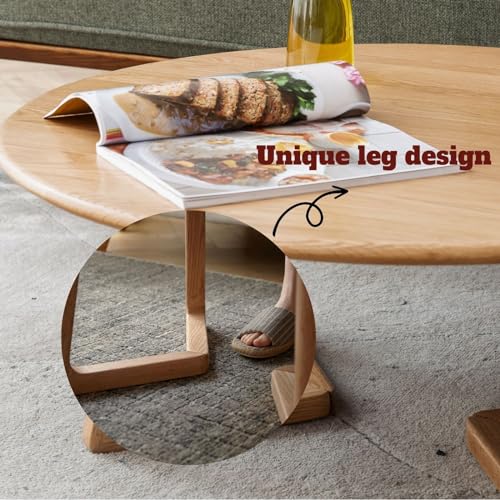 Solid Oak Wood Round Coffee Table E742002