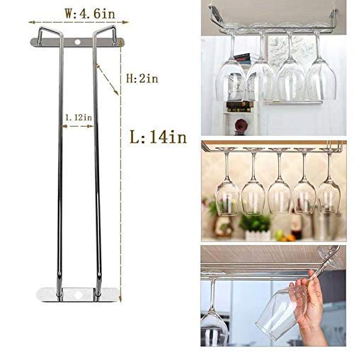 Black Stainless Steel Under Cabinet Wine Glass Rack Set of 4 Z663