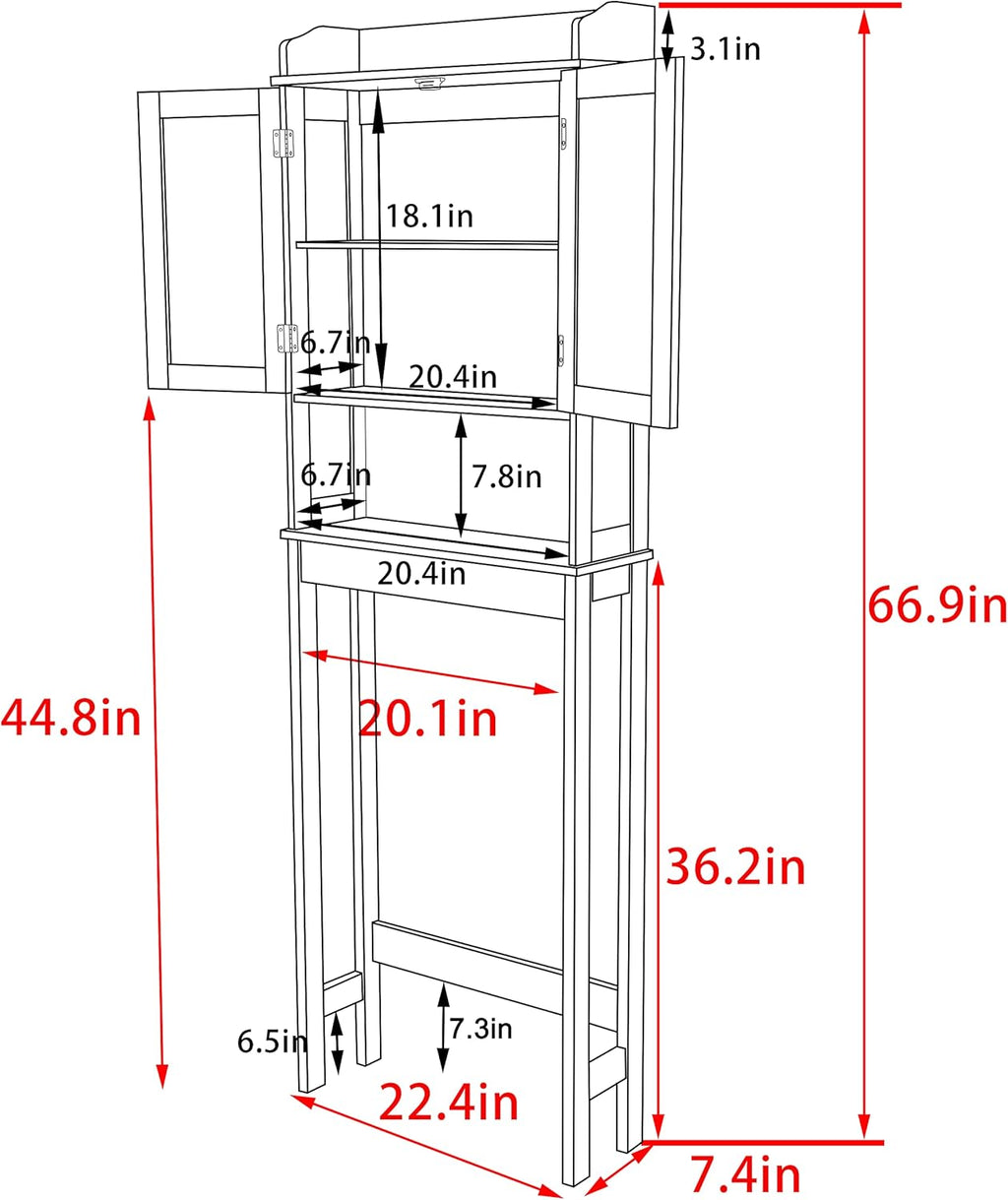 Grey Over The Toilet Storage Cabinet with Adjustable Shelf D8160